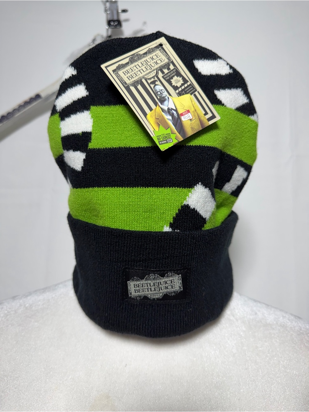 NWT Beetlejuice Sandworm Beanie Sally Hansen Black Green Unisex One Size